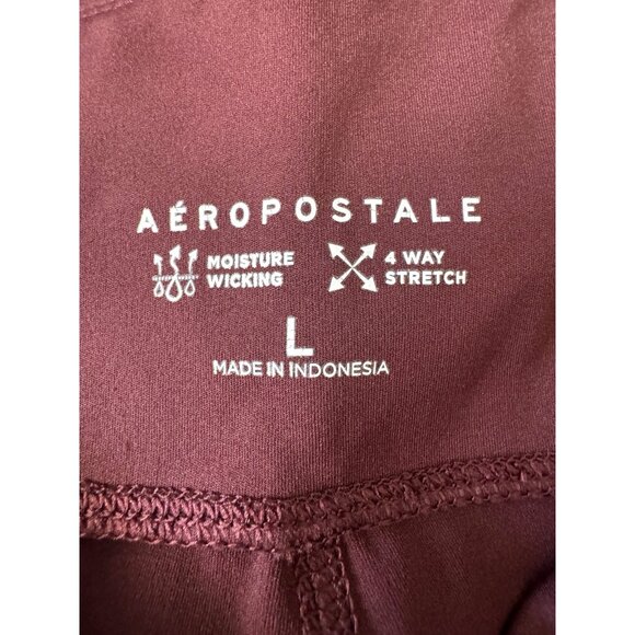 Aeropostale Womens Large Burgundy Air Soft High‑Rise Cinch Flare Leggings Street - Picture 4 of 11